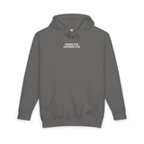 Light gray Road Trip hoodie featuring "Nowhere to Be. Everywhere to Go." print from the Nature Series by Printify.