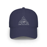 Road Trip Baseball Cap from Nature Series by Printify featuring a casual hat with "Nowhere to Be. Everywhere to Go." slogan in outdoor style