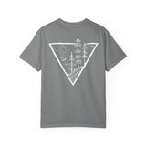 Forest Tee T-shirt featuring "Deep Roots. High Rise." Nature Series design by Printify, with a forest-themed graphic on the front.