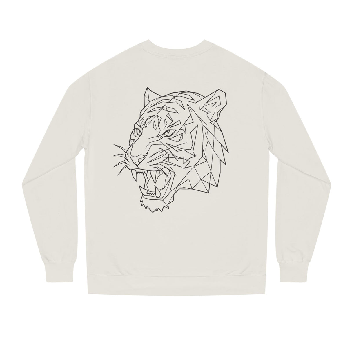 Gray Tiger Sweatshirt from Printify’s Geometric Animal Series featuring "Fear Nothing. Earn Respect." design on front.