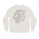 Gray Tiger Sweatshirt from Printify’s Geometric Animal Series featuring "Fear Nothing. Earn Respect." design on front.