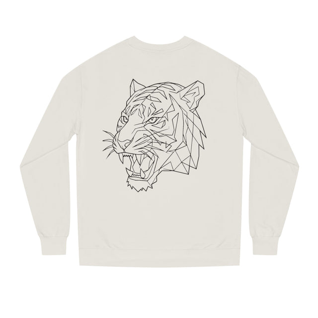 Gray Tiger Sweatshirt from Printify’s Geometric Animal Series featuring "Fear Nothing. Earn Respect." design on front.