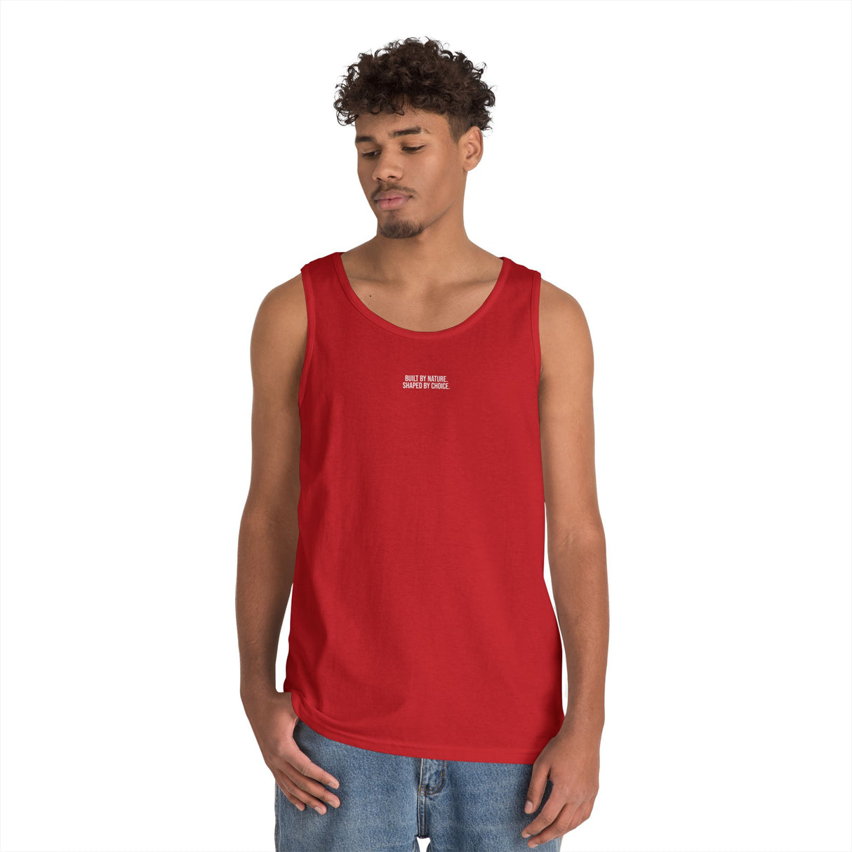 Light gray Mountain Tank Top from the Nature Series by Printify, featuring a relaxed fit and mountain graphic design.