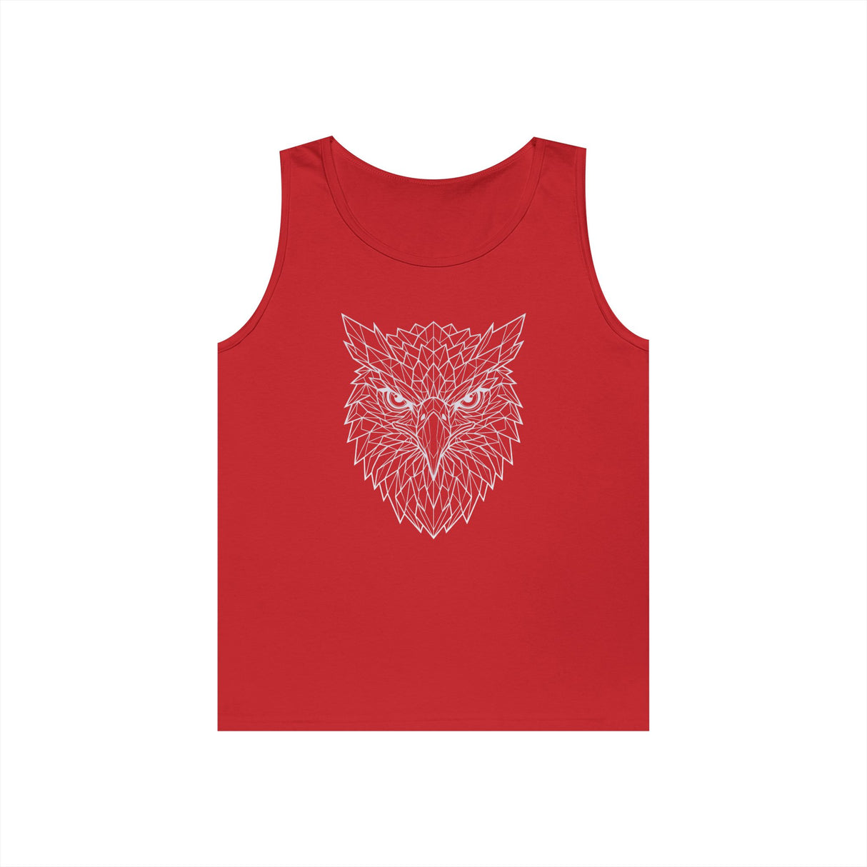 Eagle Tank Top from Printify's Geometric Animal Series featuring a stylized eagle design on a sleeveless tank top.