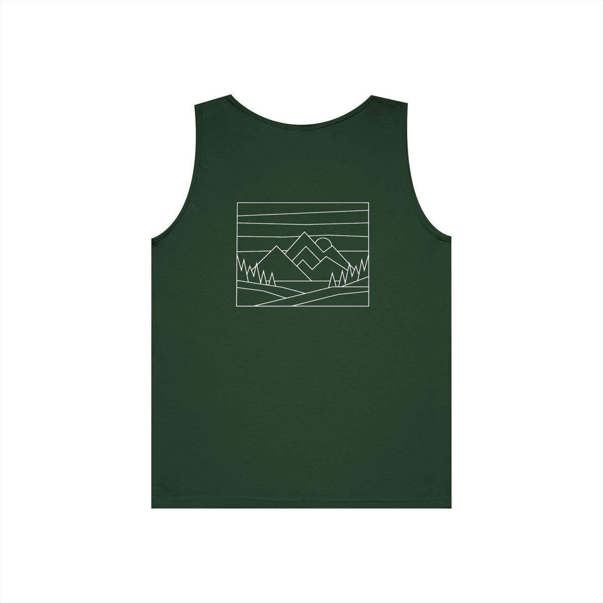 Light gray Mountain Tank Top from the Nature Series by Printify, featuring a fitted sleeveless design with mountain graphic.