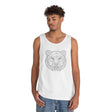 Gray Bear Tank Top featuring geometric bear design with "Unbothered. Unmoved. Undefeated." slogan, from Printify's Animal Series.