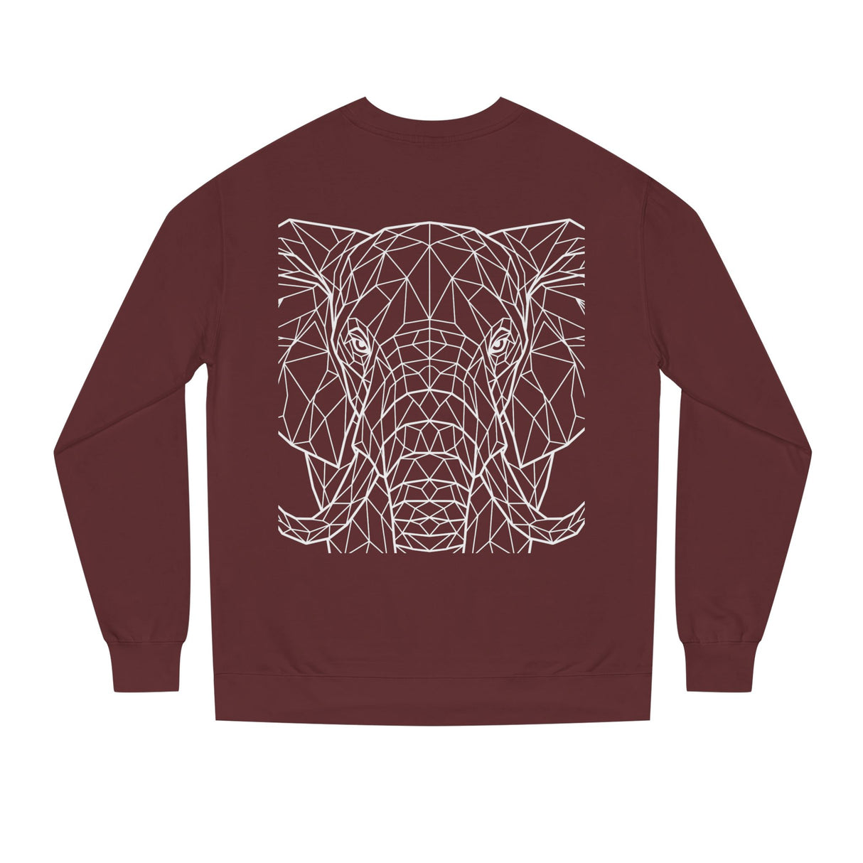 Gray elephant sweatshirt with geometric design and "Thick Skin. Soft Heart." quote from Printify's animal series.