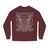 Gray elephant sweatshirt with geometric design and "Thick Skin. Soft Heart." quote from Printify's animal series.