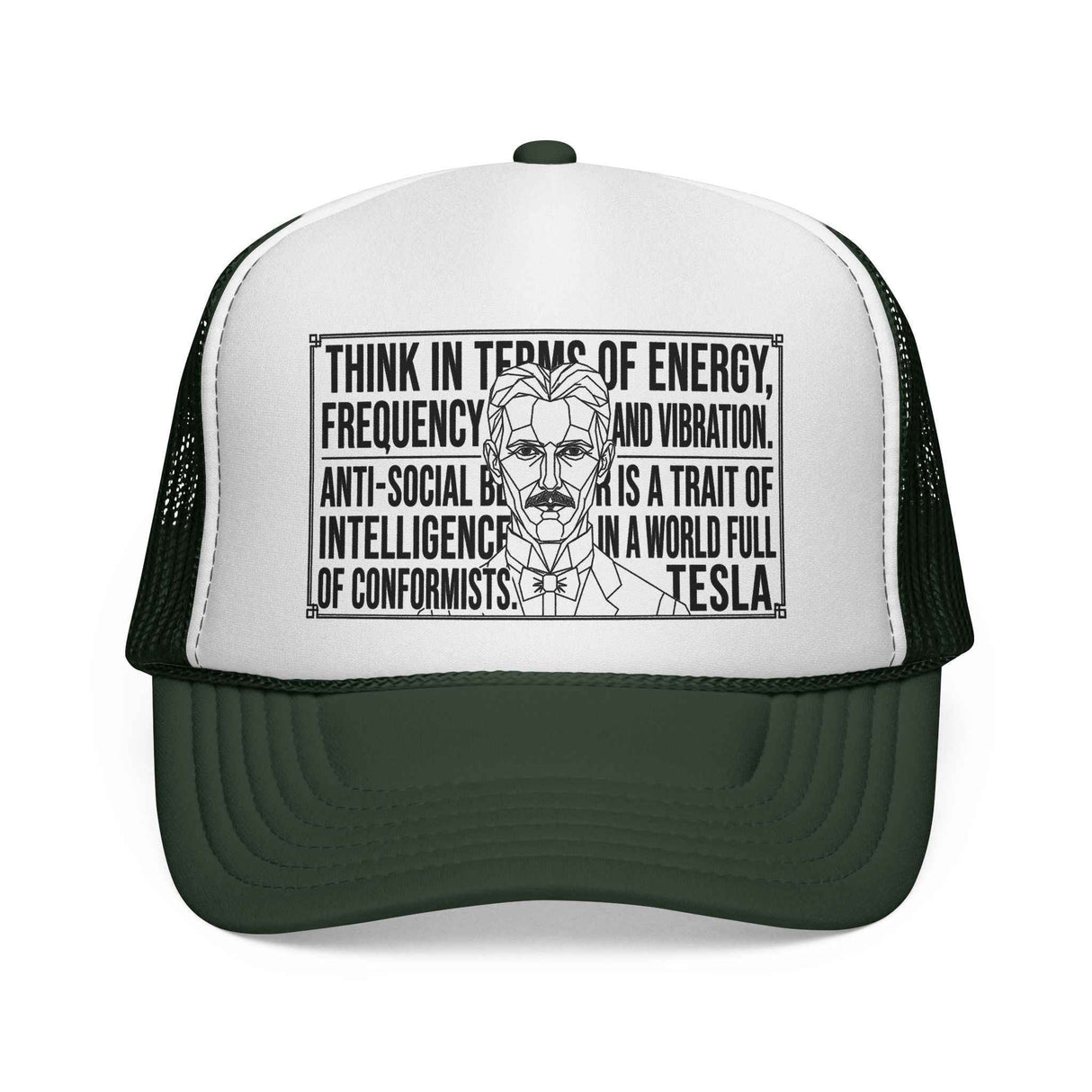 N. Tesla Trucker Hat — "Think in Terms of Energy, Frequency and Vibration." — Visionaries Series | SHOP VIVENT