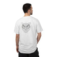 Gray owl graphic T-shirt with geometric animal design and the quote "See Everything. Say Nothing." from Printify's Geometric Animal Series.