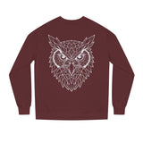 Gray owl sweatshirt with geometric animal design and the quote "See Everything. Say Nothing." printed on the front.