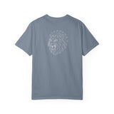 Gray Lion Tee T-shirt featuring geometric lion design with the quote "King Is a Standard. Not a Title." from Printify's animal series.