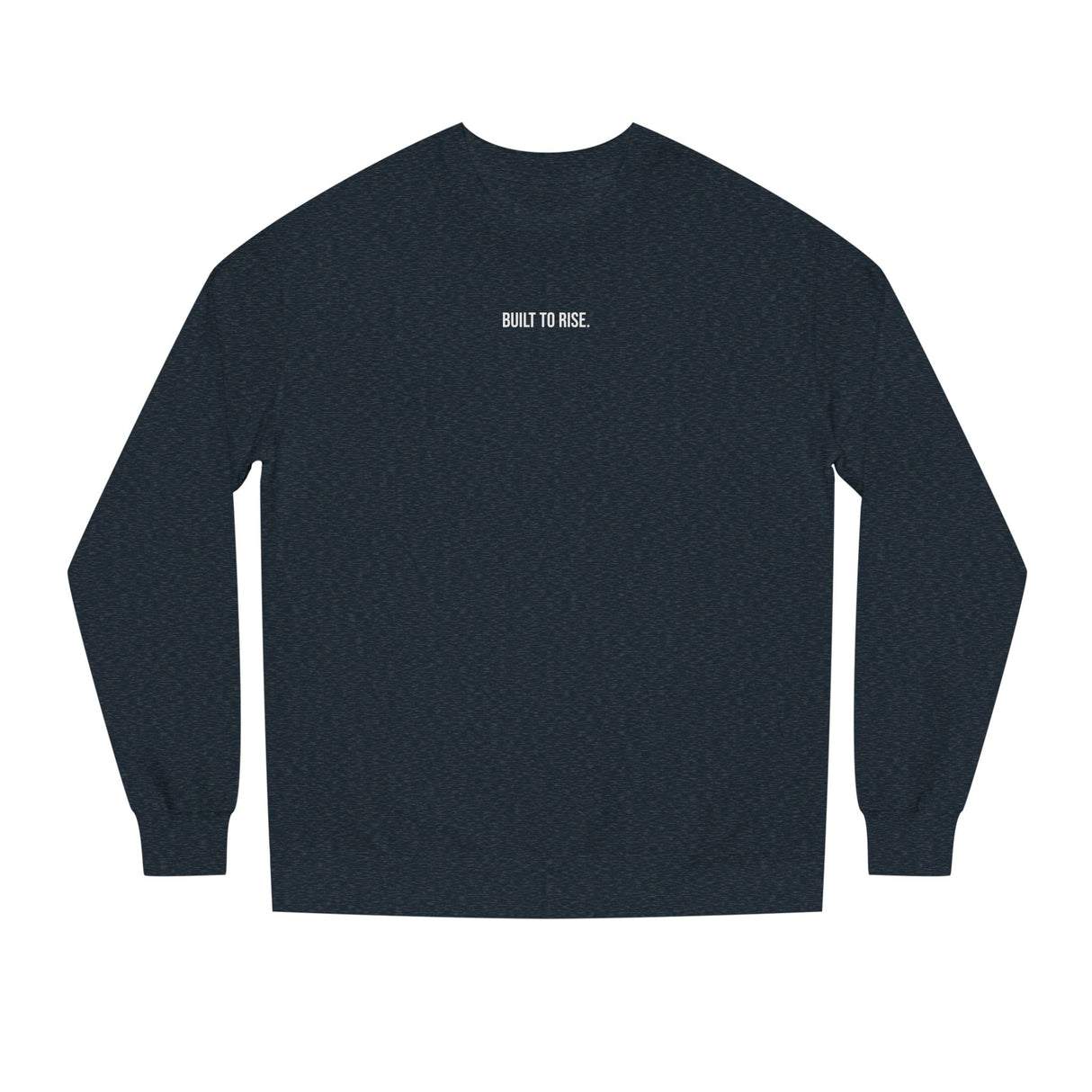Printify Peak Sweatshirt from the Nature Series with "Built to Rise" slogan, showcasing a cozy, stylish sweatshirt in natural tones.