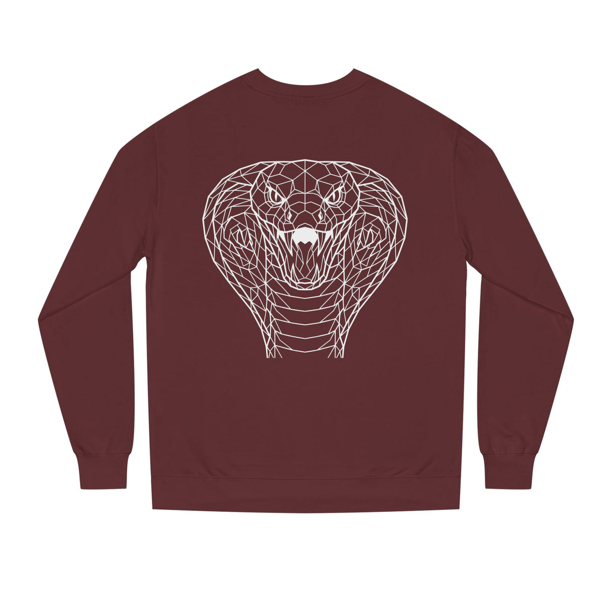 Cobra Sweatshirt with "Patience is the Deadliest Weapon" quote from Printify's Geometric Animal Series, featuring a graphic design.