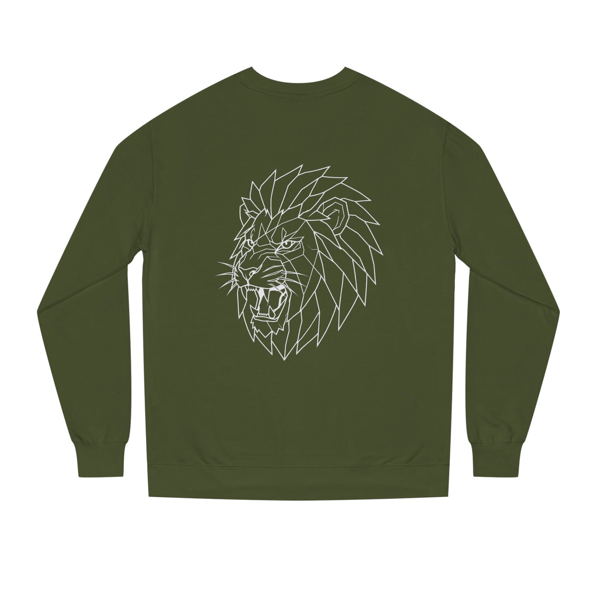 Gray Lion Sweatshirt from Printify's Geometric Animal Series featuring the phrase "King Is a Standard Not a Title" on the front.
