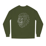 Gray Lion Sweatshirt from Printify's Geometric Animal Series featuring the phrase "King Is a Standard Not a Title" on the front.