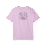 Gray Bear Tee featuring geometric bear design and the words "Unbothered. Unmoved. Undefeated." from the Geometric Animal Series.