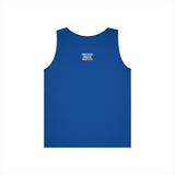 Gray bear tank top from Printify's geometric animal series with "Unbothered. Unmoved. Undefeated." design.