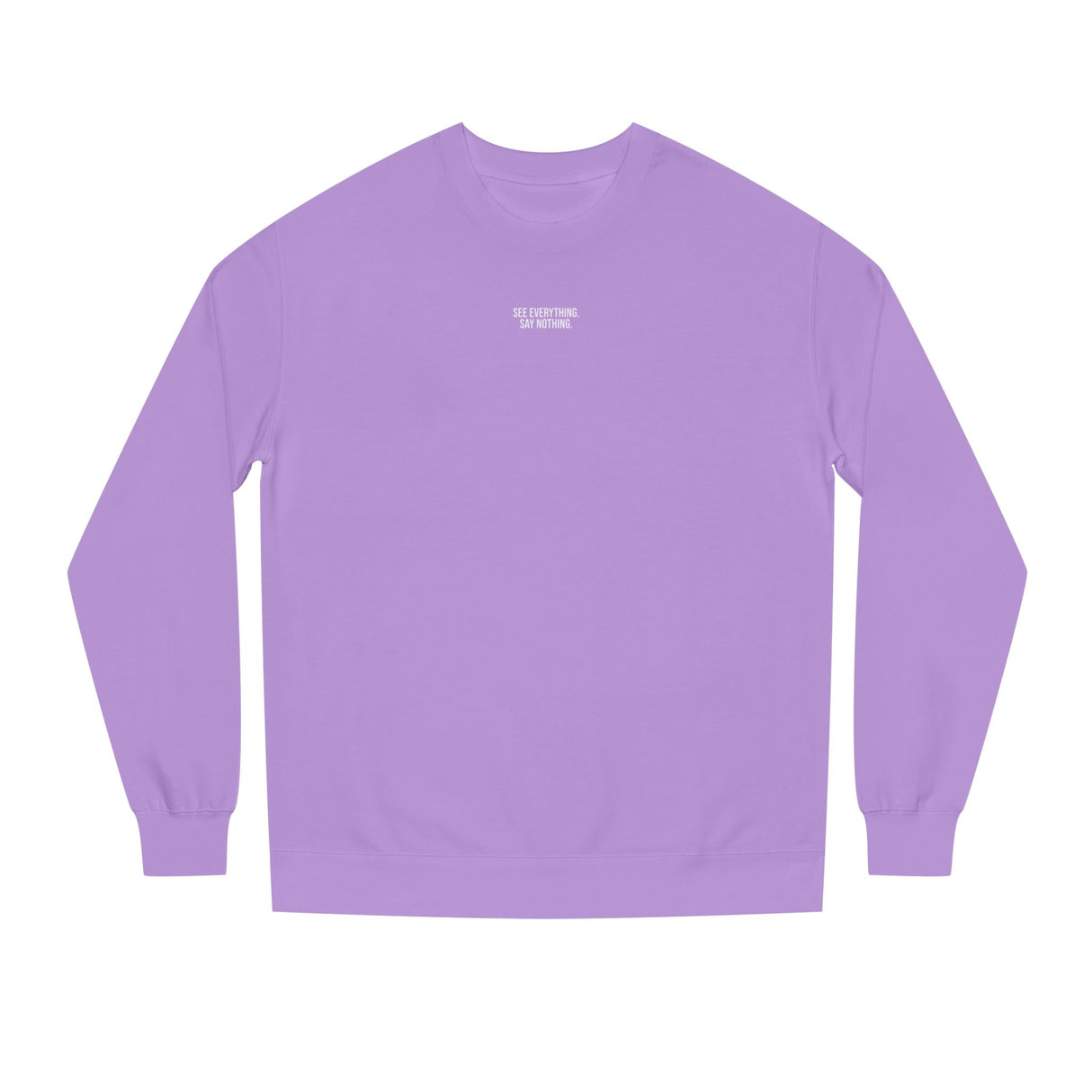 Gray owl sweatshirt from Printify's geometric animal series featuring the quote "See Everything. Say Nothing." on the front.