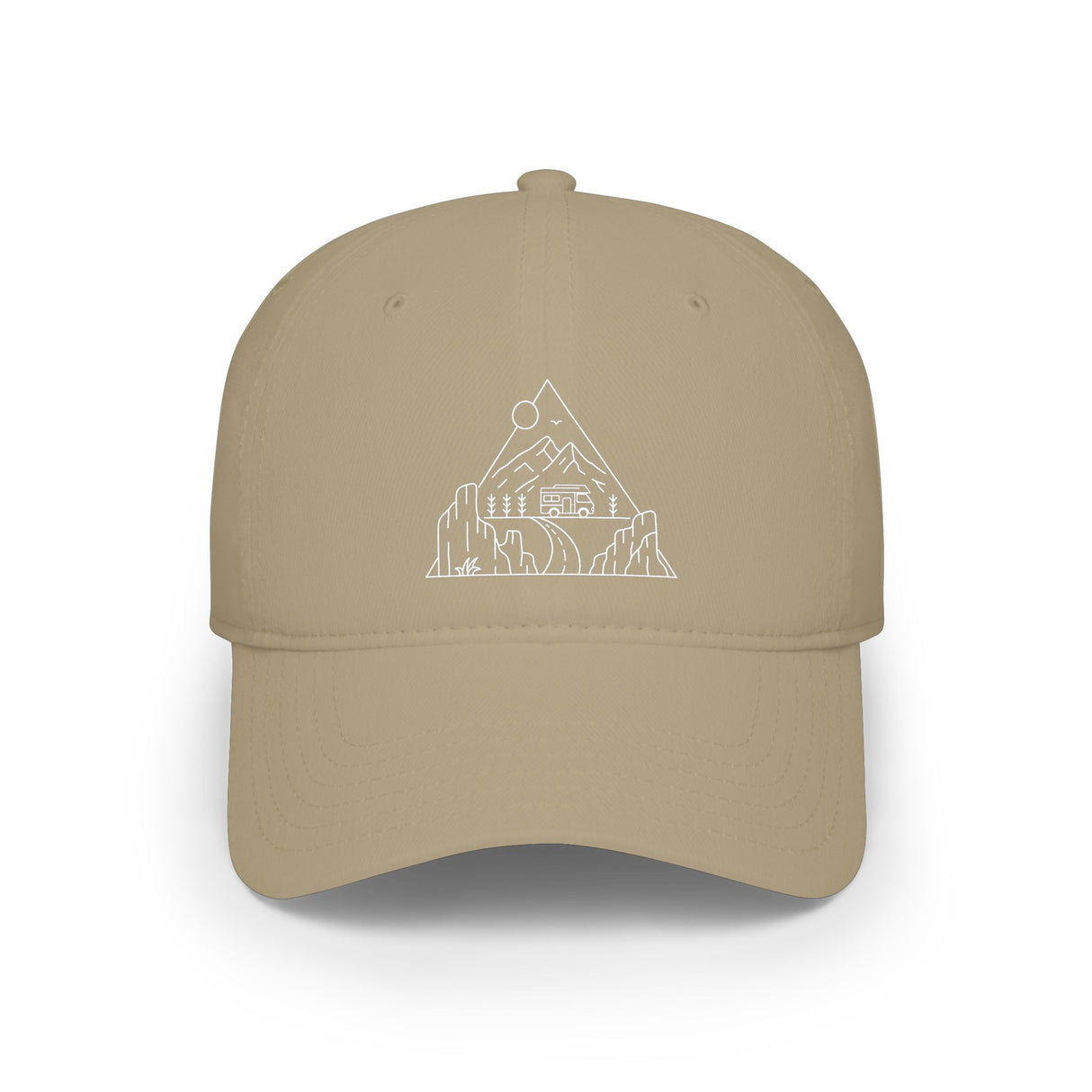 Road Trip Baseball Cap from the Nature Series by Printify, featuring a casual design with the slogan "Nowhere to Be. Everywhere to Go."