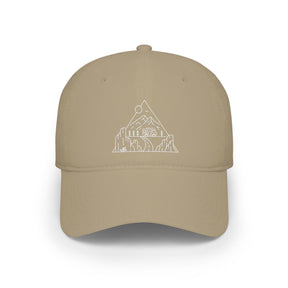 Road Trip Baseball Cap from the Nature Series by Printify, featuring a casual design with the slogan "Nowhere to Be. Everywhere to Go."