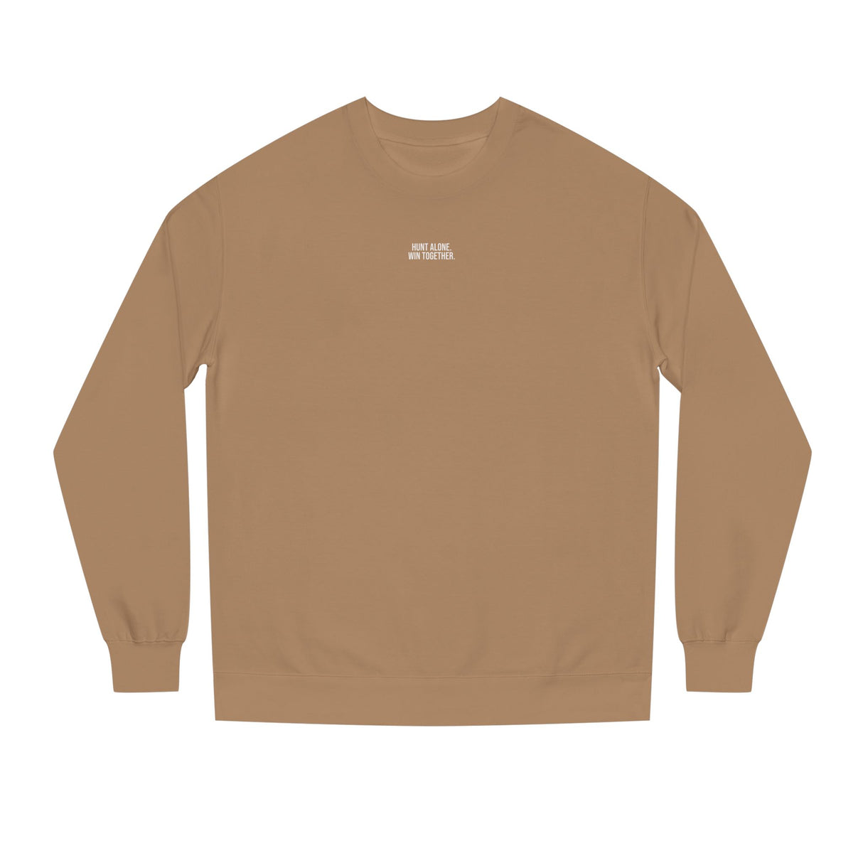 Gray Wolf Sweatshirt from Printify's Geometric Animal Series featuring "Hunt Alone. Win Together." design, cozy and stylish.