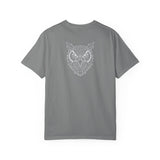Gray owl graphic T-shirt featuring geometric animal design and the quote "See Everything. Say Nothing." from Printify.