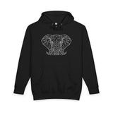 Grey elephant hoodie from the Geometric Animal Series by Printify, featuring a soft fabric and bold geometric elephant design.