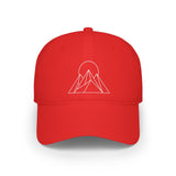 Printify Peak Baseball Cap from the Built to Rise Nature Series, featuring adjustable strap and logo embroidery on front.