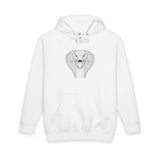 Black Cobra Hoodie from Printify featuring geometric animal design and the phrase "Patience is the Deadliest Weapon."