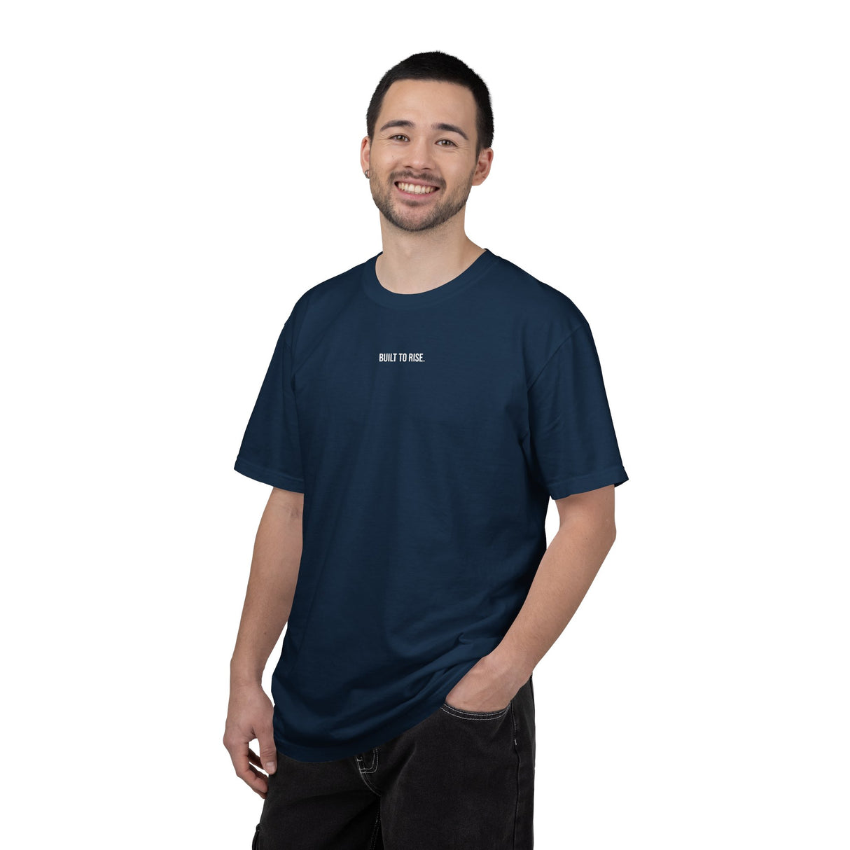 Printify Peak Tee T-shirt from the Nature Series featuring "Built to Rise" slogan, casual fit with nature-inspired design.