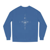 Gray Compass Sweatshirt from Printify's Nature Series with "True North Is Within" slogan, featuring a compass graphic and cozy fit.