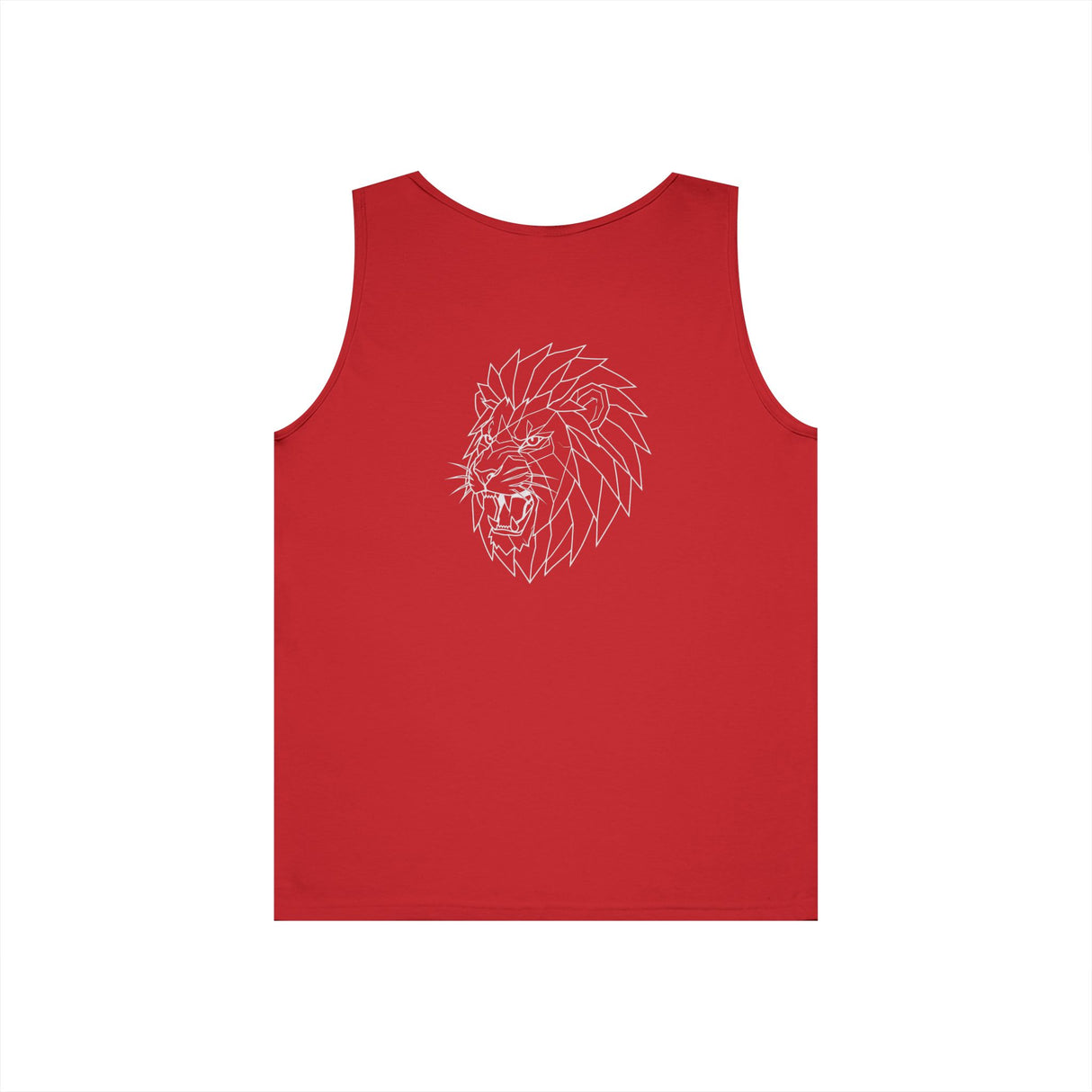 Lion Tank Top with geometric lion design, featuring the quote "King Is a Standard. Not a Title," from the Geometric Animal Series.