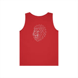 Lion Tank Top with geometric lion design, featuring the quote "King Is a Standard. Not a Title," from the Geometric Animal Series.
