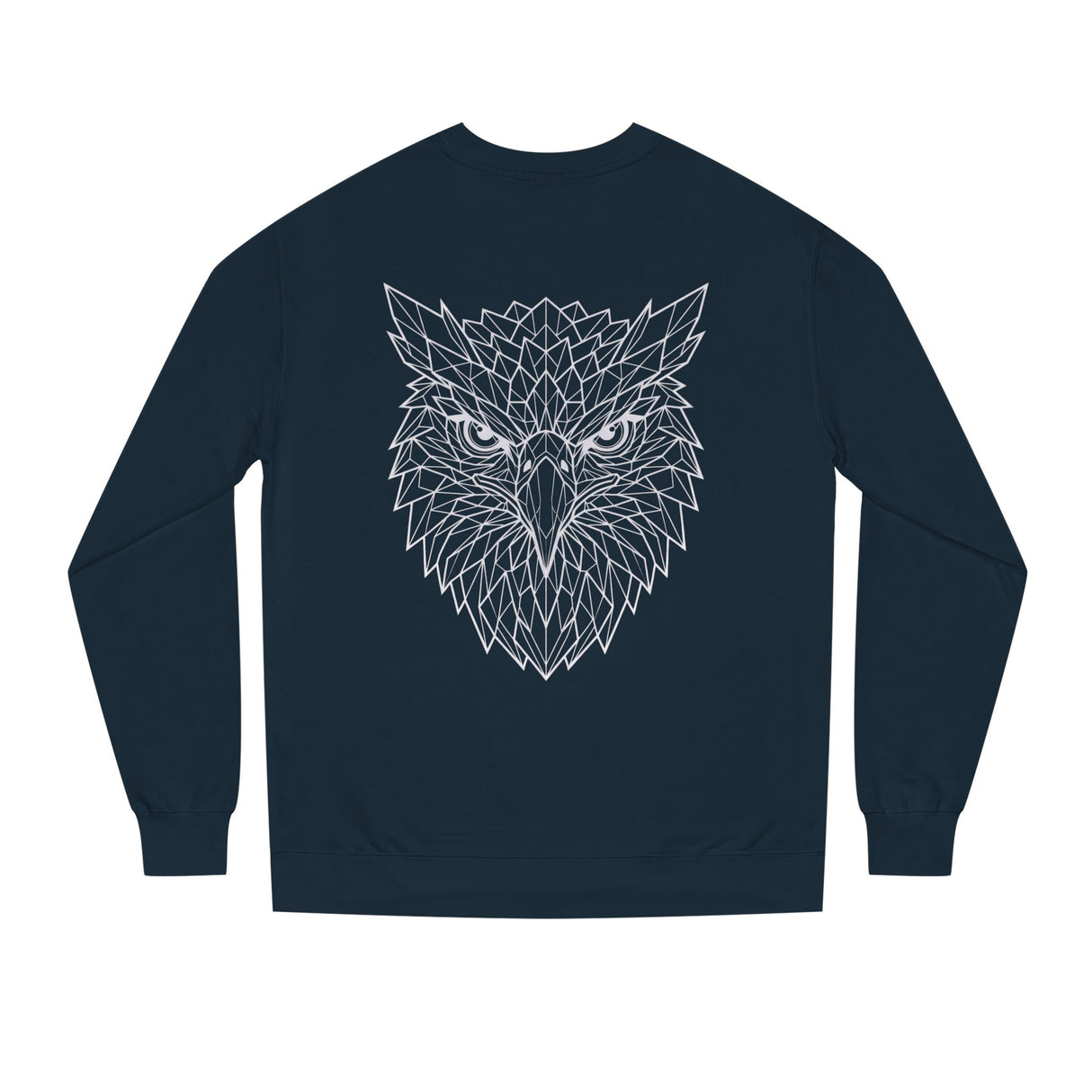 Eagle sweatshirt from Printify's Geometric Animal Series featuring a stylized eagle design on a comfortable sweatshirt.
