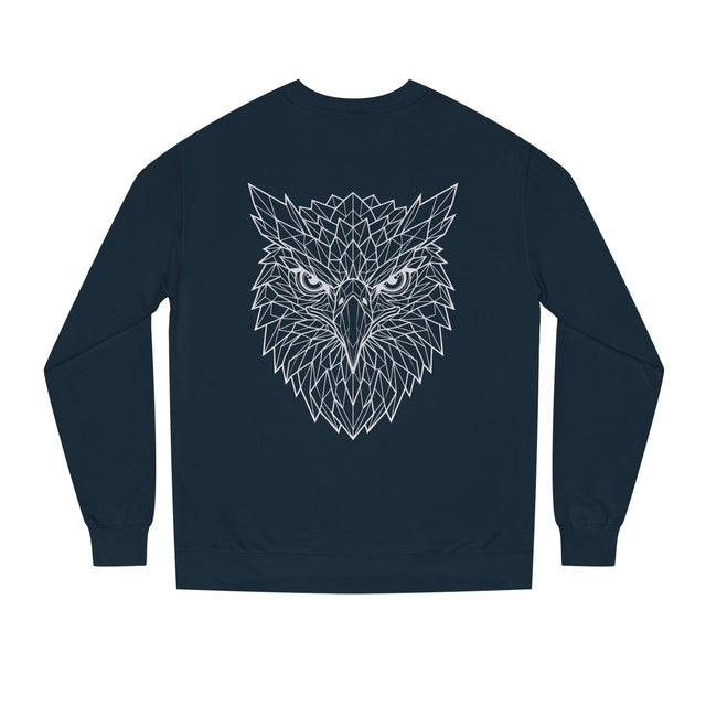 Eagle sweatshirt from Printify's Geometric Animal Series featuring a stylized eagle design on a comfortable sweatshirt.