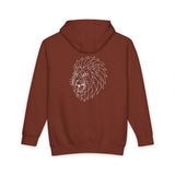 Gray lion hoodie from Printify's geometric animal series featuring a bold "King Is a Standard" print on the front.