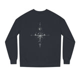 Gray Compass Sweatshirt from Printify's Nature Series featuring "True North Is Within" message and compass design.