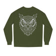 Gray owl sweatshirt from Printify's Geometric Animal Series featuring the phrase "See Everything. Say Nothing." displayed on the front.