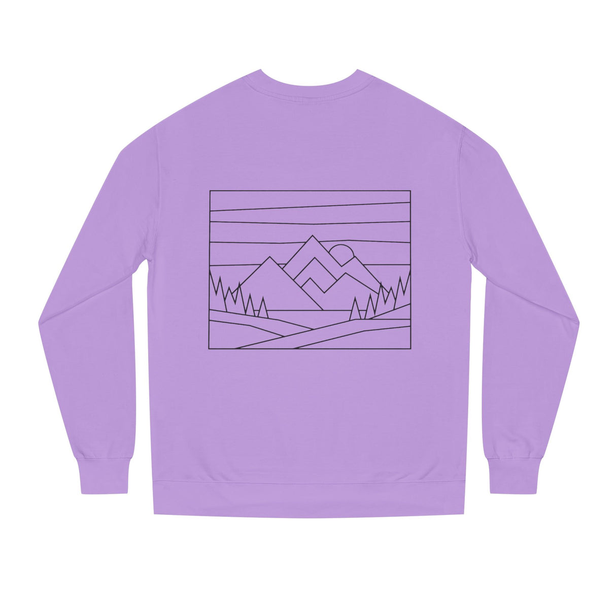 Printify Mountain Sweatshirt from the Nature Series featuring outdoor mountain graphic and inspirational "Built by Nature" slogan.