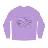 Printify Mountain Sweatshirt from the Nature Series featuring outdoor mountain graphic and inspirational "Built by Nature" slogan.