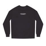 Printify S.J. Sweatshirt from the Visionaries Series featuring a motivational quote and casual fit, displayed on a hanger.