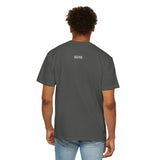 Gray Mountain Tee T-shirt from the Nature Series by Printify featuring the slogan "Built by Nature. Shaped by Choice."
