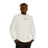 Printify Mountain Sweatshirt from the Nature Series featuring a mountain graphic and the slogan "Built by Nature. Shaped by Choice."