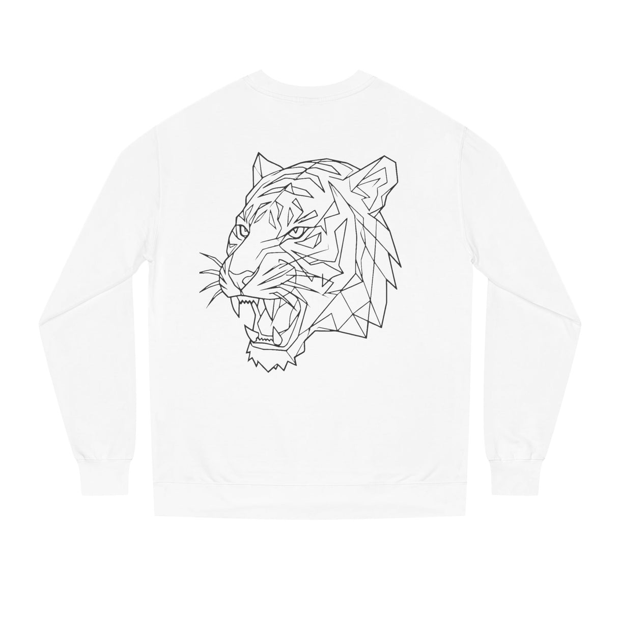 Gray tiger sweatshirt featuring geometric tiger design and "Fear Nothing. Earn Respect." slogan, from the Geometric Animal Series by Printify.