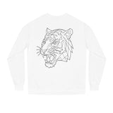 Gray tiger sweatshirt featuring geometric tiger design and "Fear Nothing. Earn Respect." slogan, from the Geometric Animal Series by Printify.