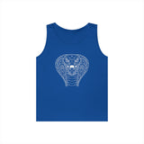 Cobra Tank Top from Printify's Geometric Animal Series featuring a sleek snake design on a fitted sleeveless shirt.