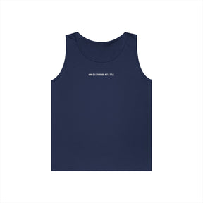 Lion tank top from Printify's Geometric Animal Series featuring a bold lion graphic and the quote “King Is a Standard. Not a Title.”
