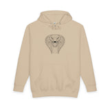 Cobra Hoodie featuring geometric animal design and the quote "Patience is the Deadliest Weapon," by Printify in the Geometric Animal Series.
