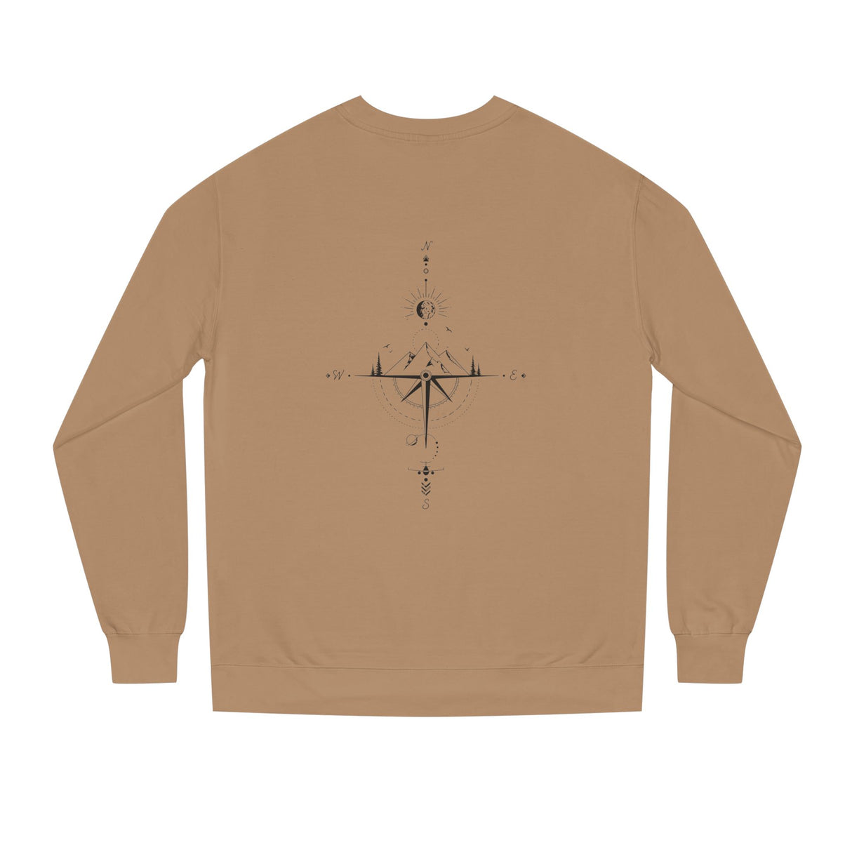 Printify Compass Sweatshirt from the Nature Series with "True North Is Within" text, featuring a compass design on soft fabric.